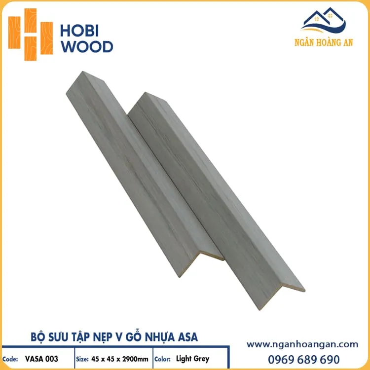 Nẹp Góc V Gỗ Nhựa Ngoài Trời Hobiwood Phủ ASA V45x45